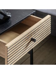 Gallery Home Black Nador Oak Style 1 Drawer Bedside Table - Image 4 of 7