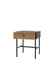 Gallery Home Black Nador Oak Style 1 Drawer Bedside Table - Image 7 of 7