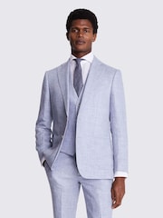 MOSS Light Blue Tailored Fit Linen Jacket - Image 1 of 5