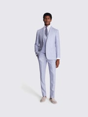 MOSS Light Blue Tailored Fit Linen Jacket - Image 2 of 5