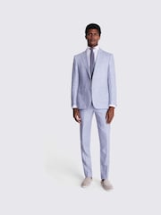 MOSS Light Blue Tailored Fit Linen Jacket - Image 3 of 5