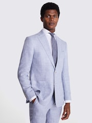 MOSS Light Blue Tailored Fit Linen Jacket - Image 4 of 5