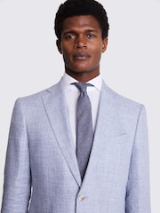 MOSS Light Blue Tailored Fit Linen Jacket - Image 5 of 5