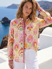 Roman Pink Textured Floral Contrast Blouse - Image 2 of 4