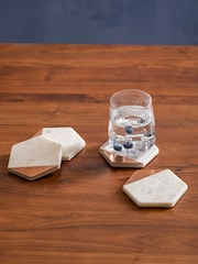 Maison by Premier Set of 4 White Marble And Copper Inlay Coasters - Image 1 of 5