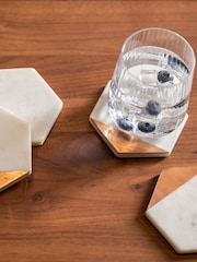 Maison by Premier Set of 4 White Marble And Copper Inlay Coasters - Image 2 of 5