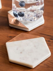 Maison by Premier Set of 4 White Marble And Copper Inlay Coasters - Image 3 of 5