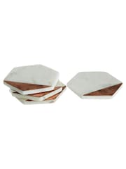 Maison by Premier Set of 4 White Marble And Copper Inlay Coasters - Image 4 of 5