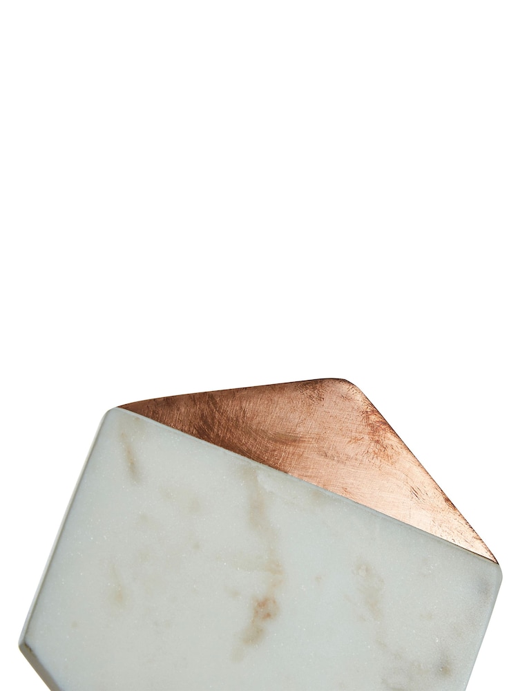 Maison by Premier Set of 4 White Marble And Copper Inlay Coasters - Image 5 of 5