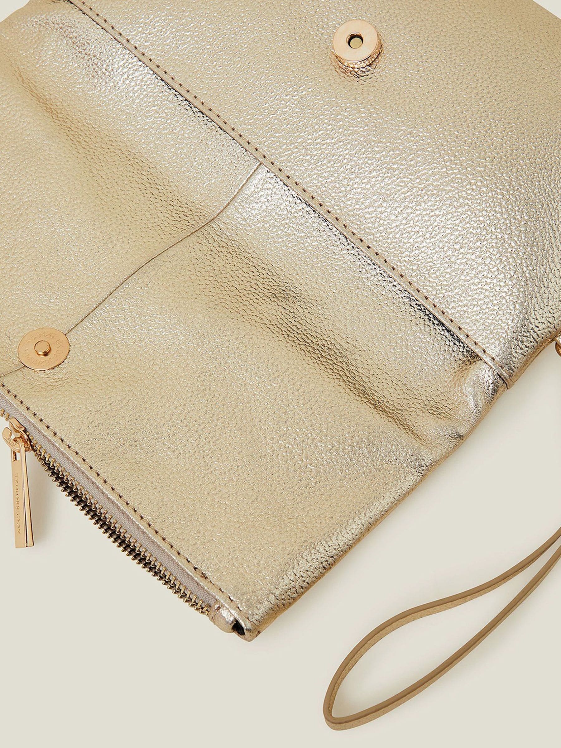 Buy Accessorize Gold Leather Fold Over Clutch from the Next UK