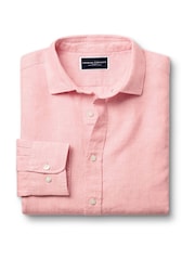 Charles Tyrwhitt Pink Slim Fit Plain Pure 100% Linen Shirt - Image 4 of 6