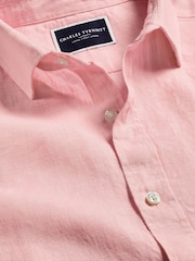 Charles Tyrwhitt Pink Slim Fit Plain Pure 100% Linen Shirt - Image 5 of 6