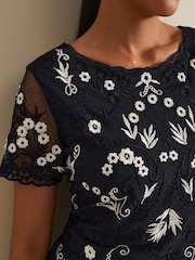 Phase Eight Blue Petite Florisa Embroidered Dress - Image 5 of 6