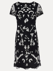 Phase Eight Blue Petite Florisa Embroidered Dress - Image 6 of 6