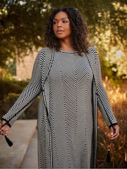 Live Unlimited Black Curve Chevron Knitted Dress - Image 1 of 8