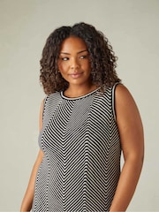 Live Unlimited Black Curve Chevron Knitted Dress - Image 4 of 8