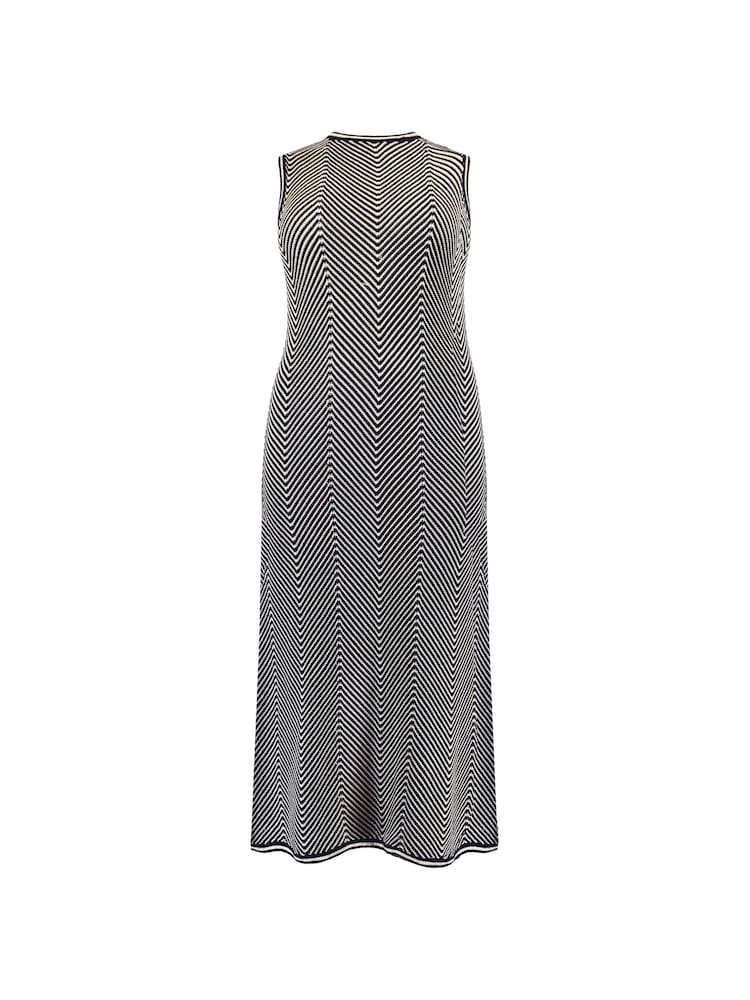 Live Unlimited Black Curve Chevron Knitted Dress - Image 8 of 8