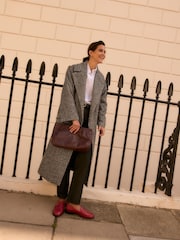 أسود بملمس بارز/أبيض منقط - Overcoat with Revere Collar - صورة 2 من 8