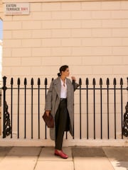 أسود بملمس بارز/أبيض منقط - Overcoat with Revere Collar - صورة 3 من 8