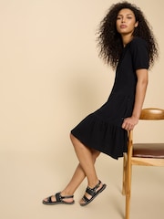 White Stuff Black 100% Cotton Jersey Clara Dress - Image 3 of 7