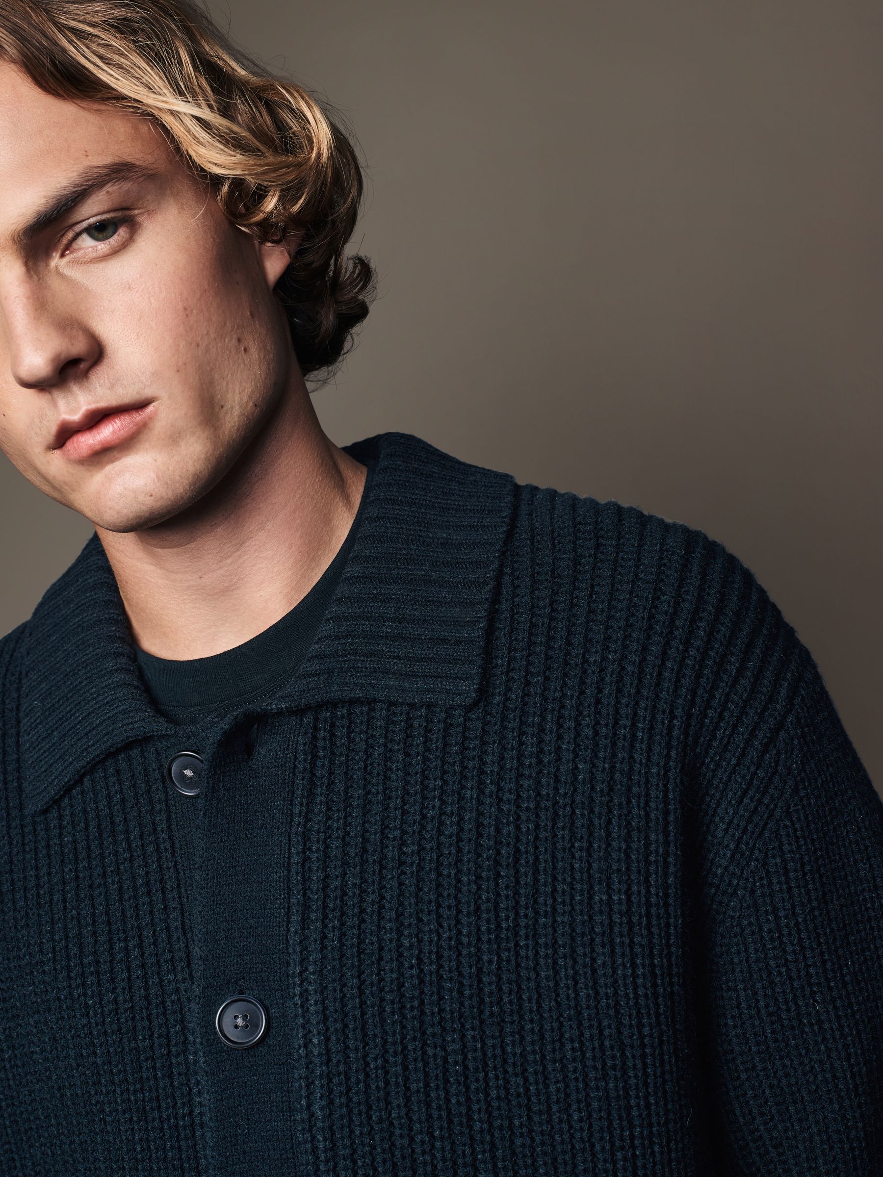 Buy Black Relaxed Fit Rib Knit Shacket with Wool from Next Luxembourg