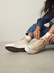 Converse Nude Leather Chuck Taylor All Star Lift Trainers - Image 3 of 10