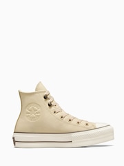 Converse Nude Leather Chuck Taylor All Star Lift Trainers - Image 4 of 10