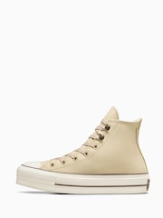 Converse Nude Leather Chuck Taylor All Star Lift Trainers - Image 5 of 10