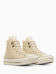 Converse Nude Leather Chuck Taylor All Star Lift Trainers - Image 6 of 10