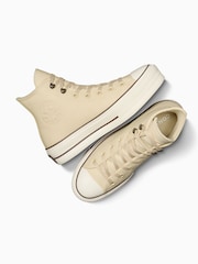 Converse Nude Leather Chuck Taylor All Star Lift Trainers - Image 8 of 10