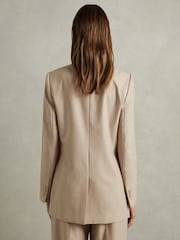 Reiss Neutral Sadie Petite Wool Double Breasted Suit Blazer - Image 5 of 7