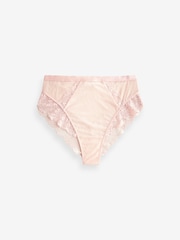 Plum Purple/Teal Blue/Light Pink High Rise High Leg Lace Trim Knickers 3 Pack - Image 7 of 9