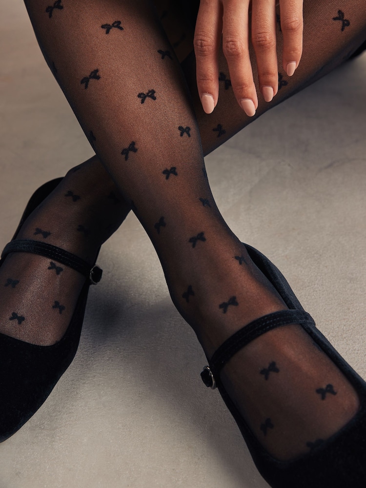 Black Bows Pattern Tights 1 Pack - Image 3 of 3