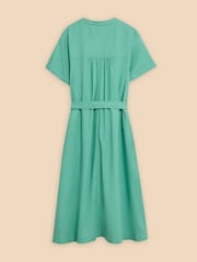 White Stuff Blue Hazel Linen Blend Shirt Dress - Image 6 of 7