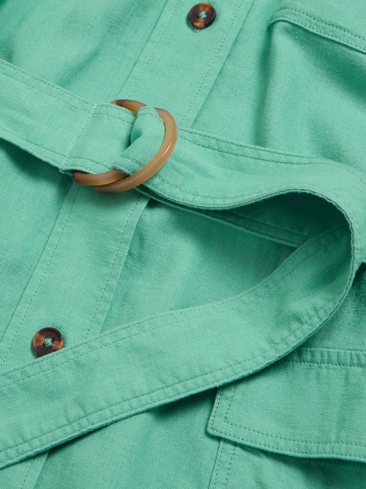 White Stuff Blue Hazel Linen Blend Shirt Dress - Image 7 of 7