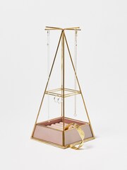 Oliver Bonas Gold Pyramid Velvet Jewellery Stand - Image 1 of 3