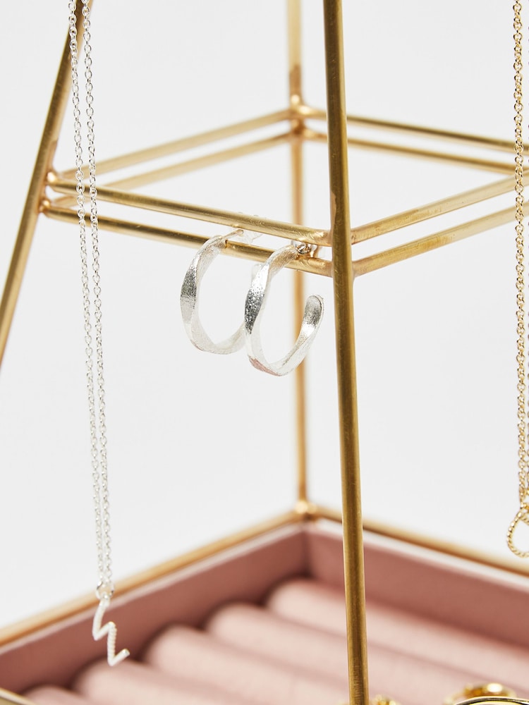 Oliver Bonas Gold Pyramid Velvet Jewellery Stand - Image 2 of 3