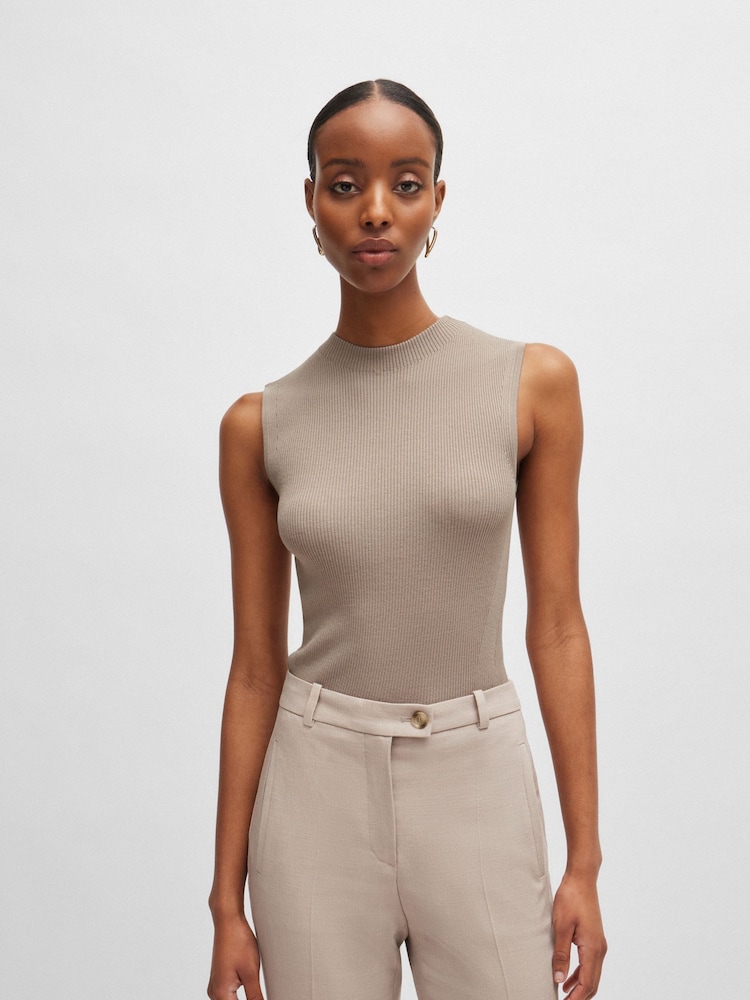 BOSS Natural Sleeveless Mock-Jumper - Image 1 of 5