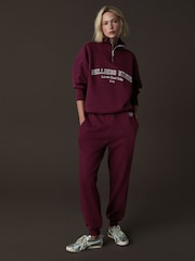 Burgunderrot - Relaxed Fit Quarter Zip Wellness Slogan Graphic Sweatshirt - Image 2 of 7