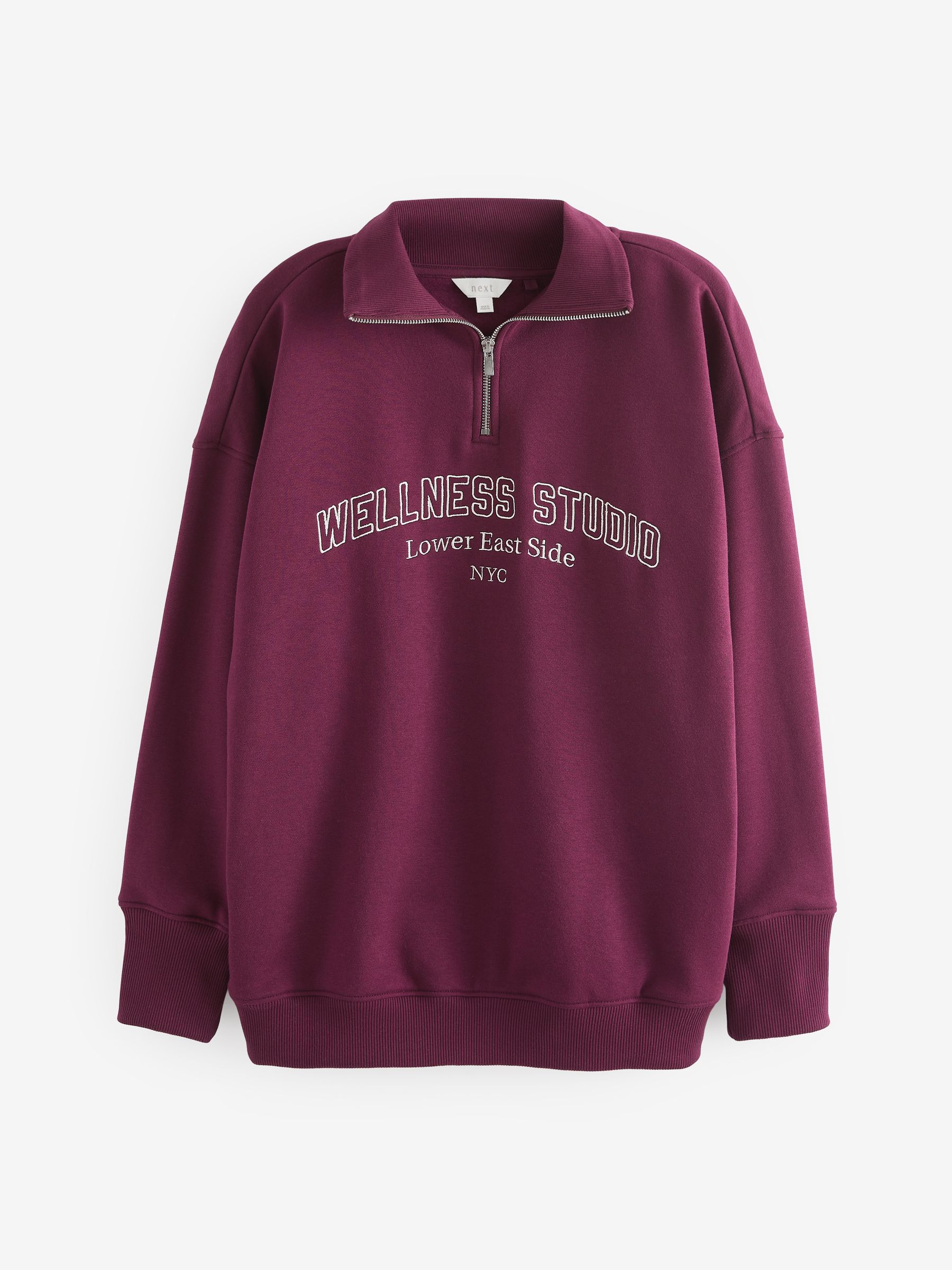 Buy Burgundy Red Relaxed Fit Quarter Zip Wellness Slogan