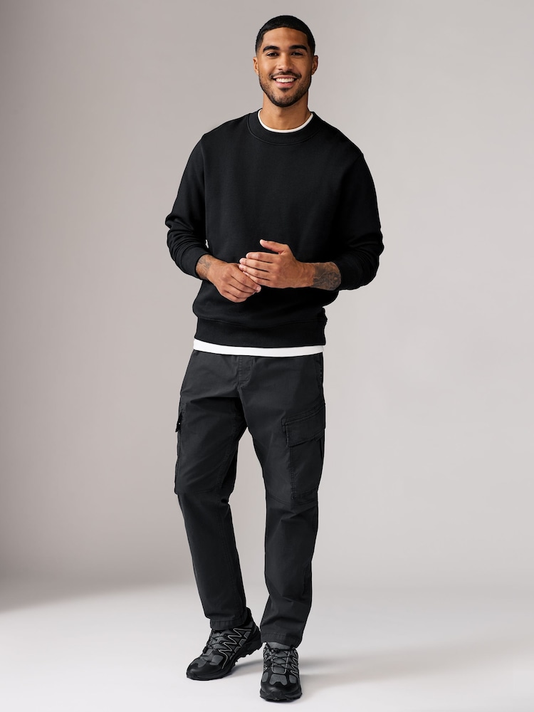 Black Regular Fit Stretch Utility Cargo Trousers - Image 2 of 10
