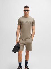 BOSS Performance-Stretch T-Shirt With Decorative Reflective Logo - Bild 1 von 5