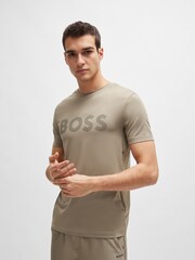 BOSS Performance-Stretch T-Shirt With Decorative Reflective Logo - Bild 3 von 5