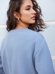 Pale Blue Cosy Soft Touch Rib Seam Detail Crew Neck Jumper - Image 5 of 8