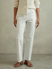 Reiss White Selin Mid Rise Straight Leg Jeans - Image 3 of 6
