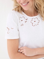 FatFace Toni White Lace T-Shirt - Image 3 of 5