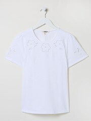 FatFace Toni White Lace T-Shirt - Image 5 of 5