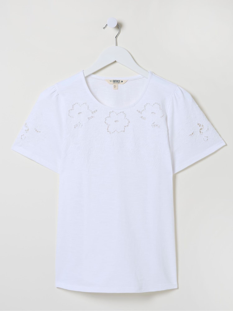 FatFace Toni White Lace T-Shirt - Image 5 of 5
