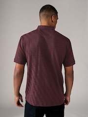 Burgundy Red Regular Fit Smart Quarter Zip Polo Shirt - Image 4 of 7