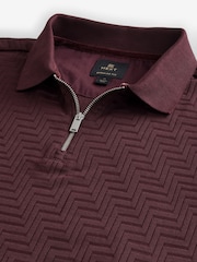 Burgundy Red Regular Fit Smart Quarter Zip Polo Shirt - Image 6 of 7